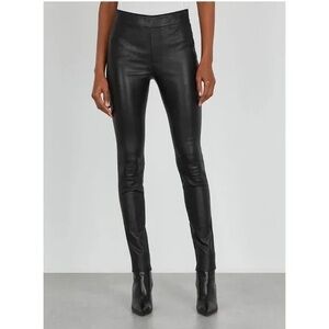 HELMUT LANG | Black Midrise Lamb Leather Pants